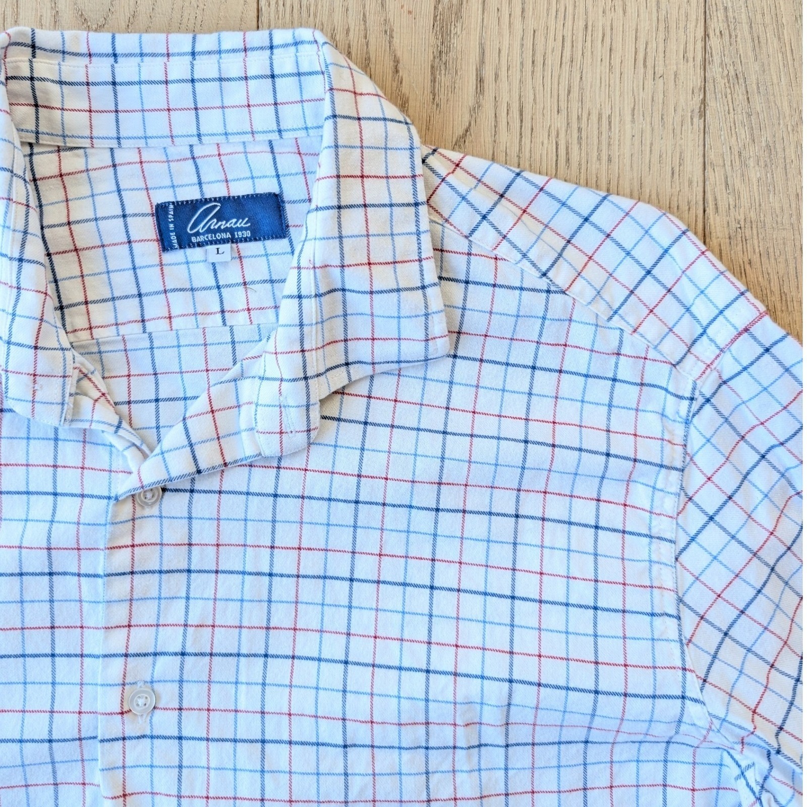 Arnau Barcelona 1930 Mens Size L Long Sleeve Button Up Shirt Plaid Casual